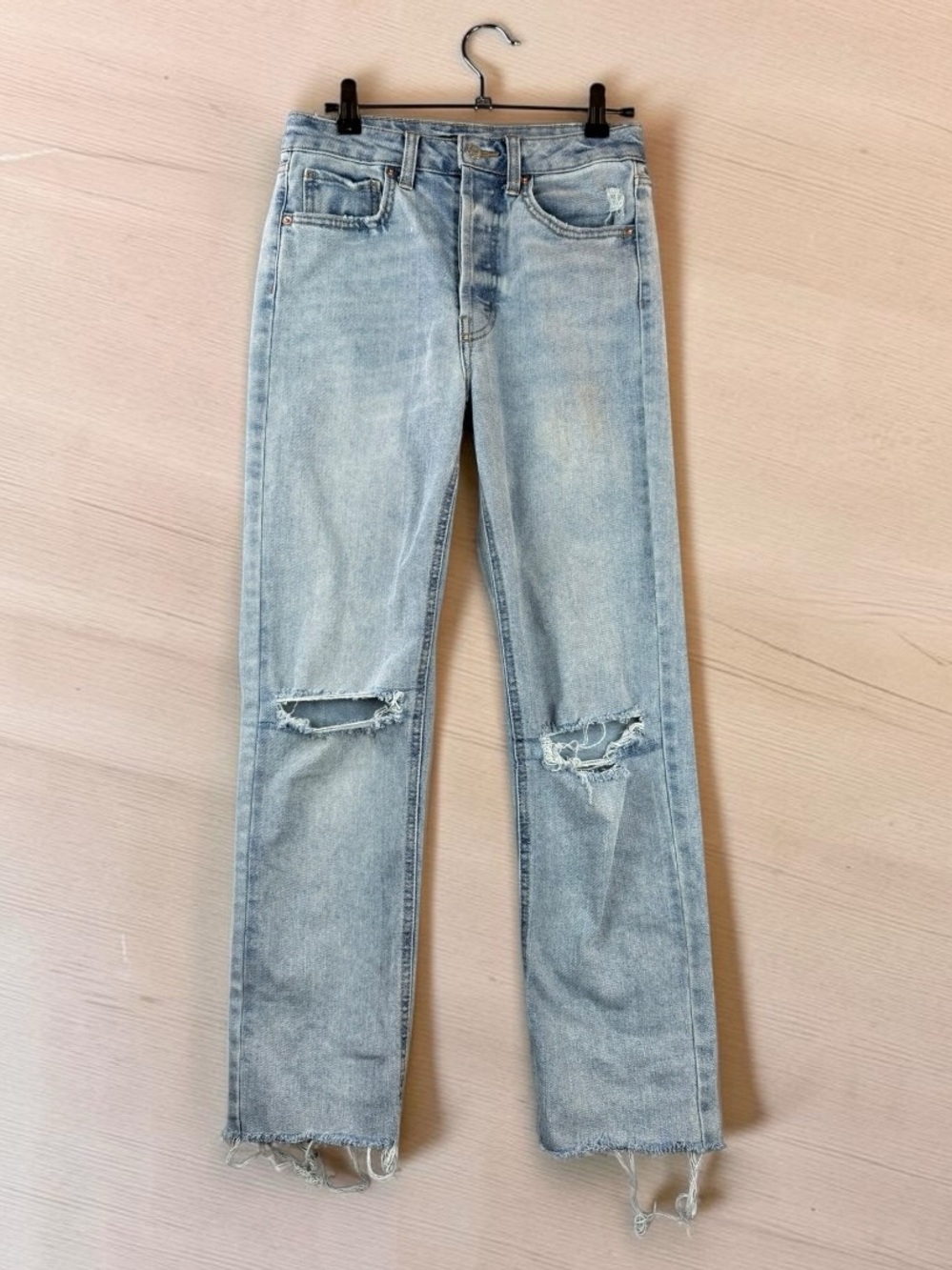 Wild Fable Light Blue High Rise Straight-Leg Ripped Jeans